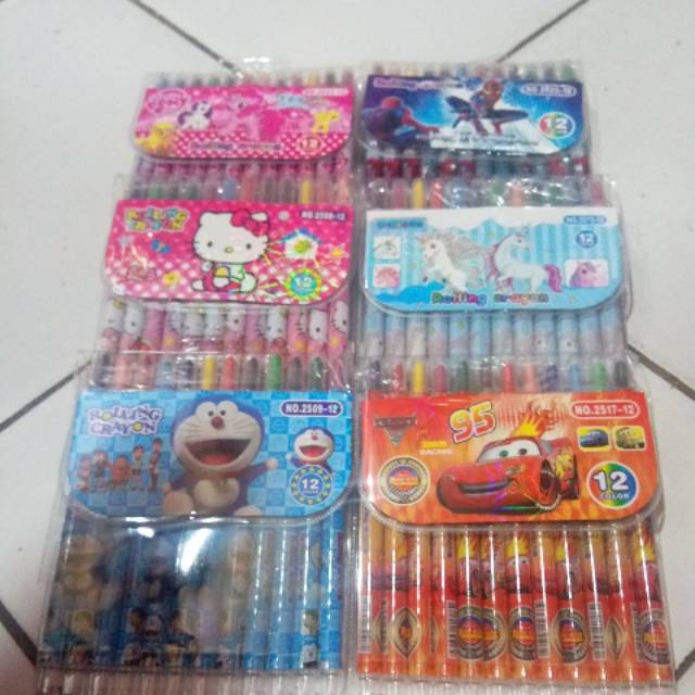 

Krayon putar karakter panjang 12 warna