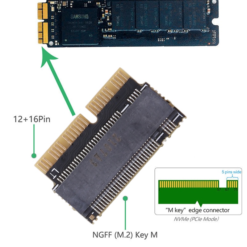 Btsg 2013 2014 2015 2016 2017 for Air for Pro Desktop SSD to for M.2 NGFF for Key for M Adapter Card SSD Upgraded