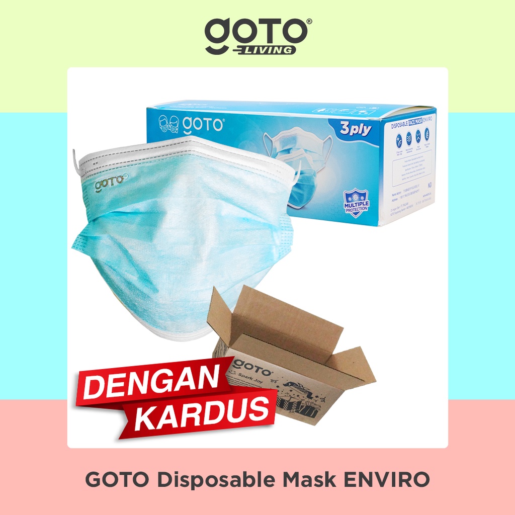Goto Enviro Facemask Disposable Mask 3 Ply Masker Earloop 3Ply 50 pcs