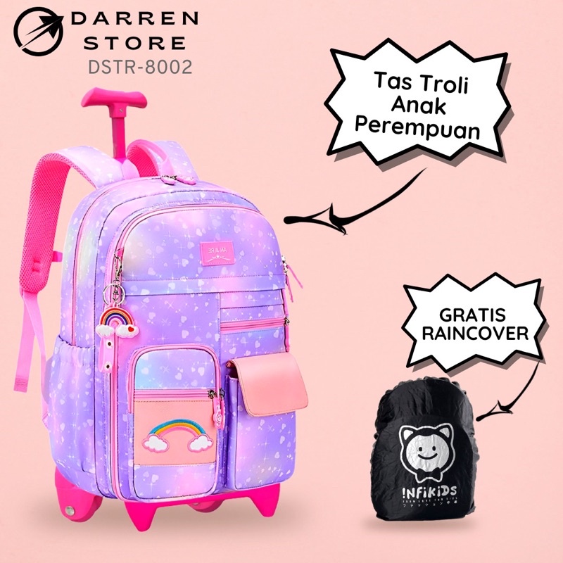 Ransel Troly Anak SD DSTR 8002 17inch Ransel Waterproof Tas Troly Perempuan SD