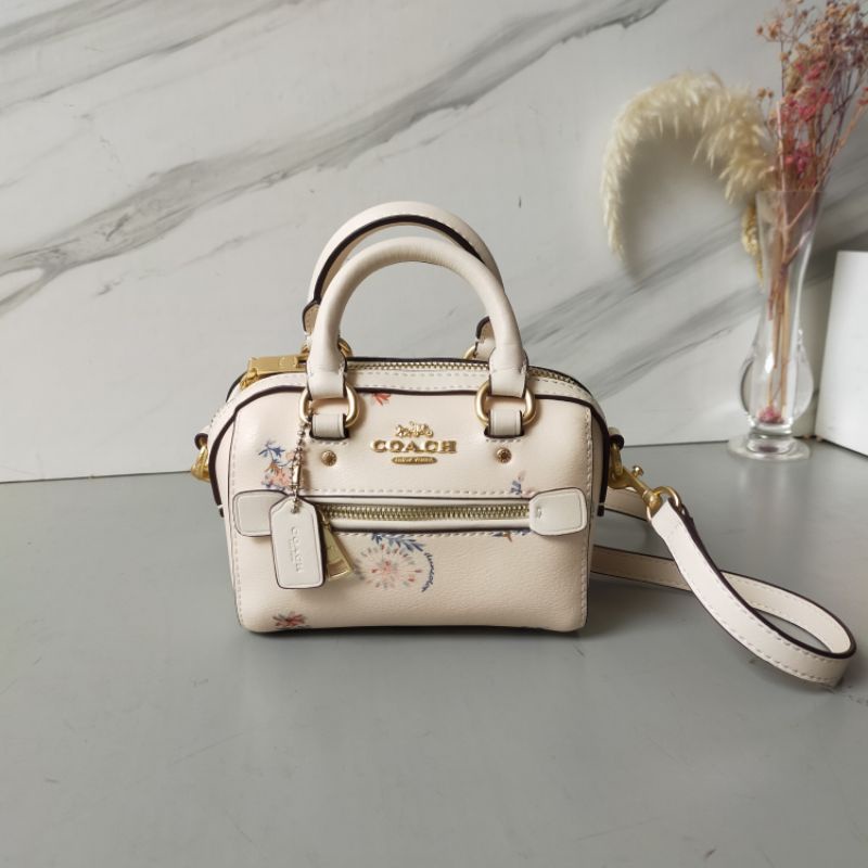 TAS SELEMPANG WANITA COACH MICRO ROWAN CROSSBODY WITH DANDELION FLORAL PRINT