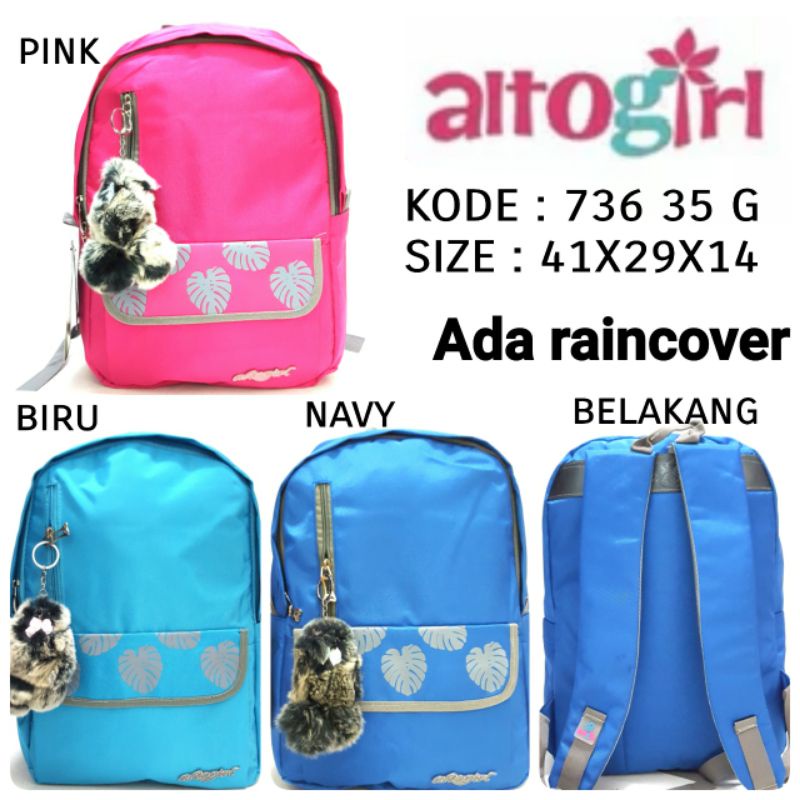 TAS RANSEL BACKPACK SEKOLAH TERBARU ANAK CEWEK TERMURAH ALTOGIRL 736 35G free gantungan kunci boneka