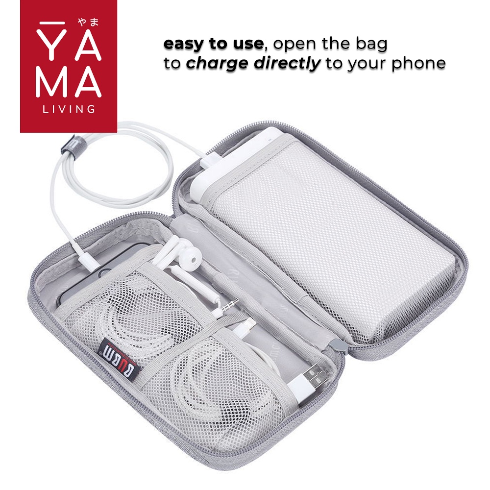 YAMA NAKA Power Bank Gadget Softcase Tas Organizer Gadget Powerbank Grey