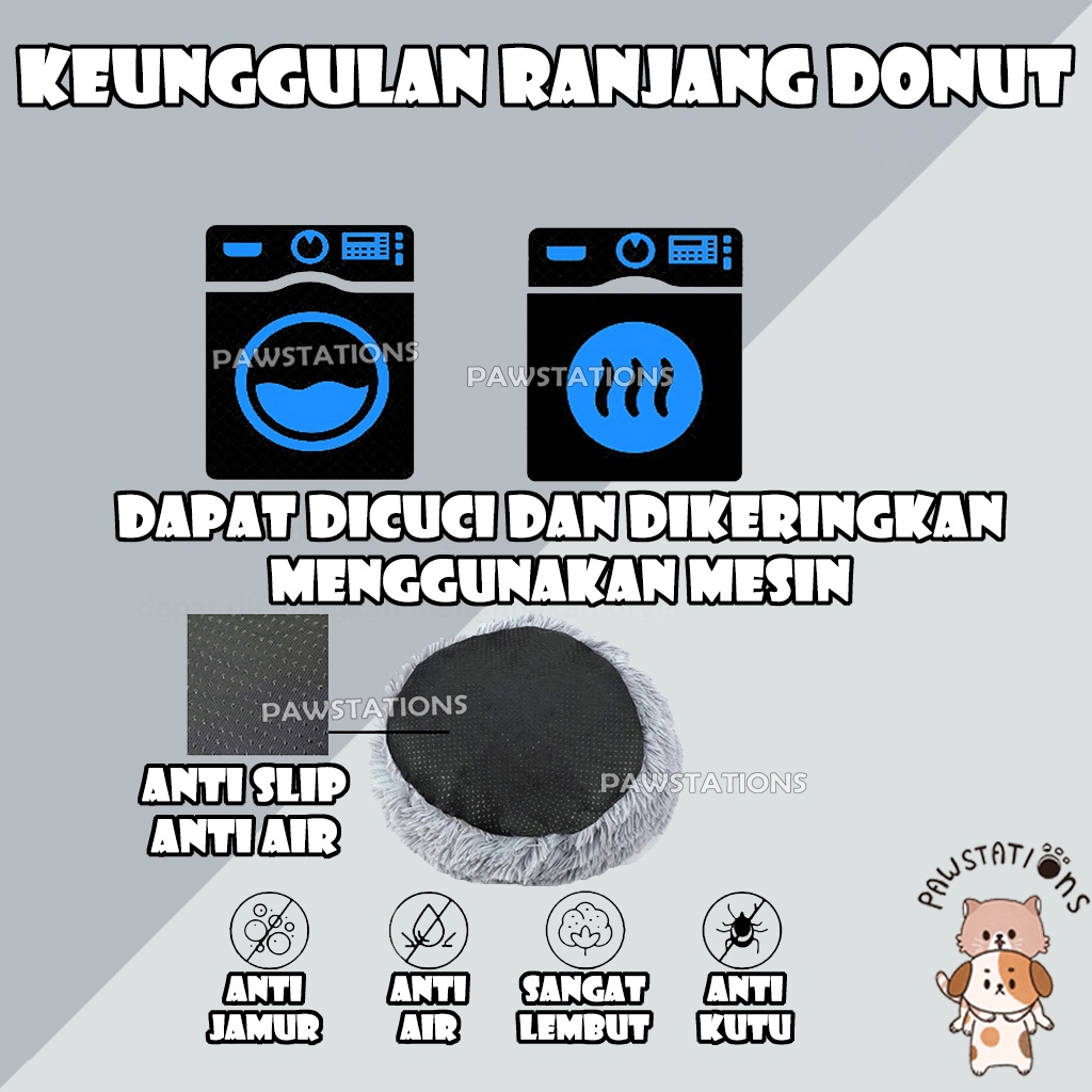 Ranjang Kucing / Anjing Premium Ranjang Donat Size S - L TEMPAT TIDUR ANJING TEMPAT TIDUR KUCING