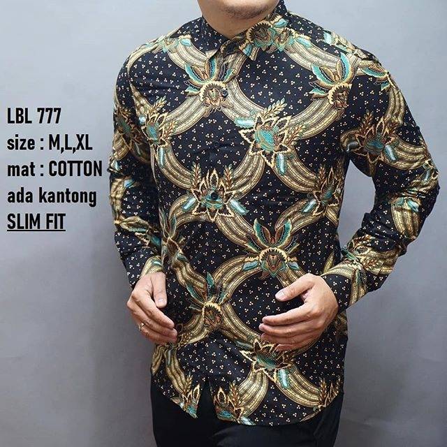 LBL 777 HEM KEMEJA BATIK PRIA SLIM FIT LENGAN PANJANG LUIGI BATANI