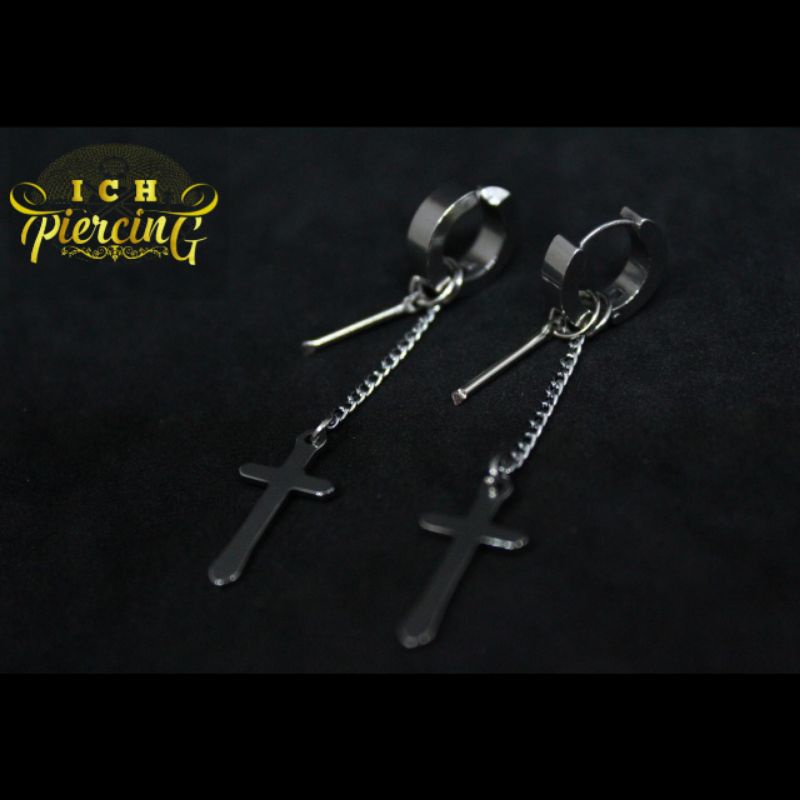 IP-BD anting style Korea model salib gantung / anting Korea pria dan wanita