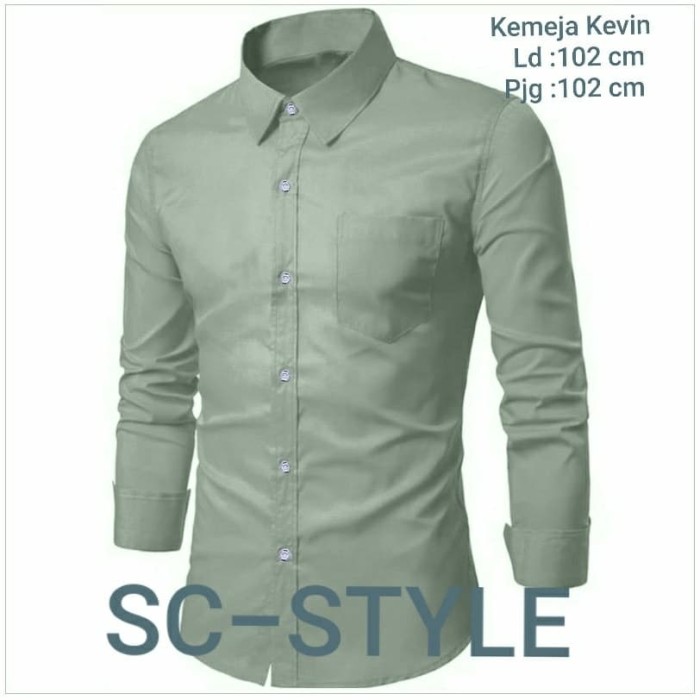 Kemeja Polos Pria Kevin PJG - Putih Baju Lebaran