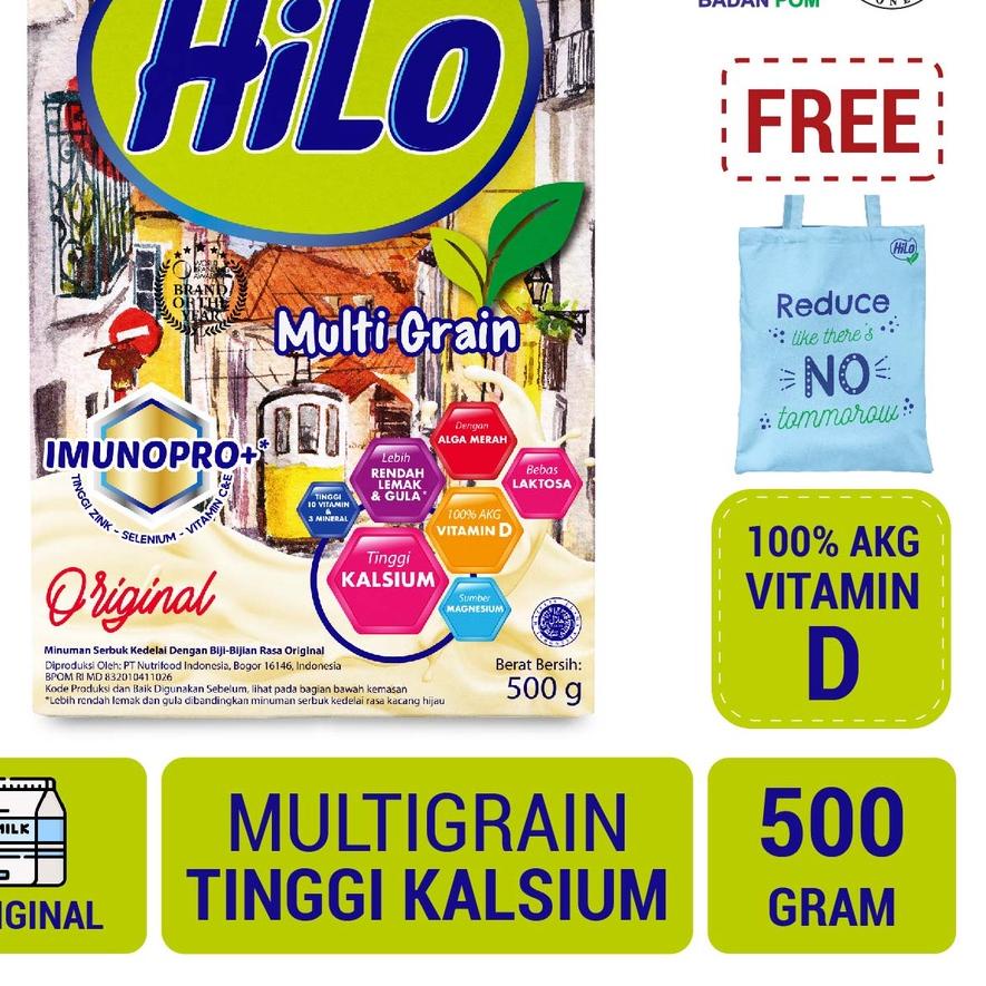 

✨9.9✨ COD GRATIS Totebag - HiLo Multigrain Original 500 gram - Susu Bebas Laktosa gas !!