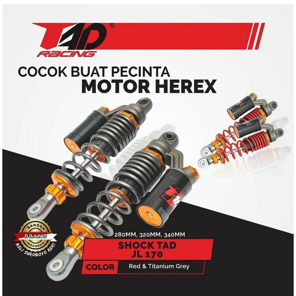Skok Belakang Motor Merk TAD Tipe JL-170 Ukuran 320 mm Tabung Warna Hitam Tabung Gold Shock Breaker 