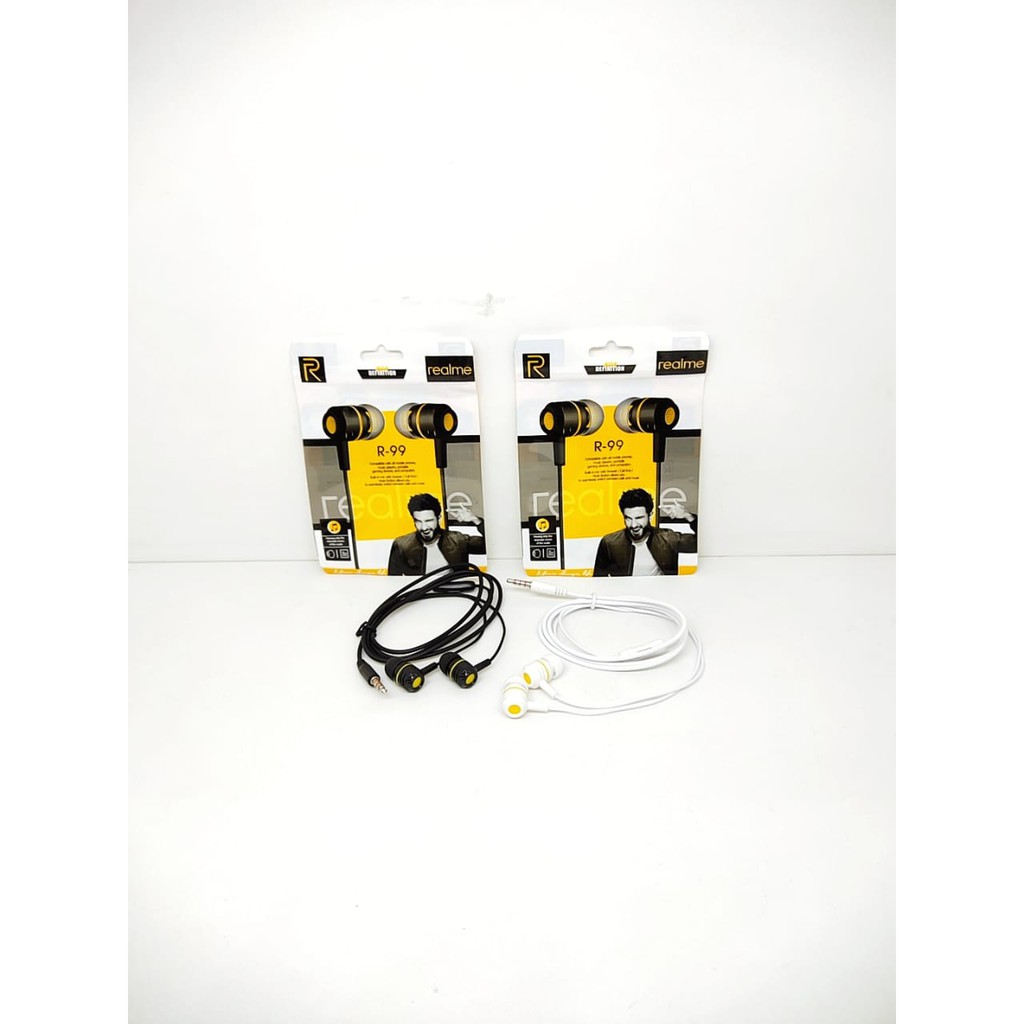 Headset REALME R99 Music Earphone Stereo 3.5mm Jack Audio Mic with Answer Call End Mute Button