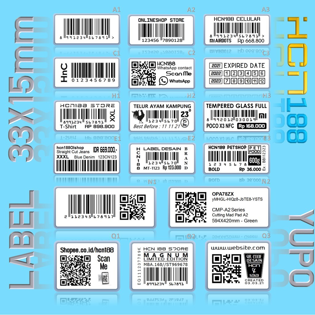 

Cetak Barcode Label & Desain 33X15mm (Label Yupo)