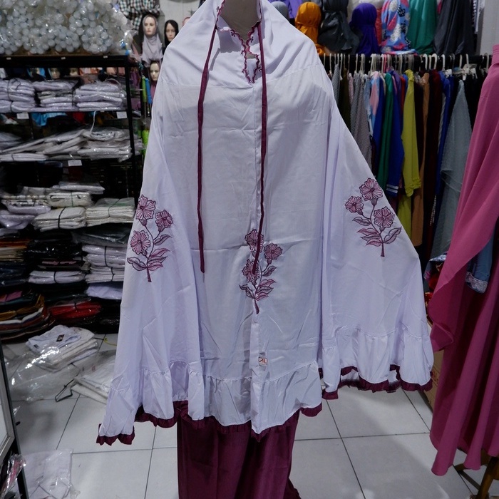 mukena alief. mukena santri gontor. imamah gontor putri (ungu series)