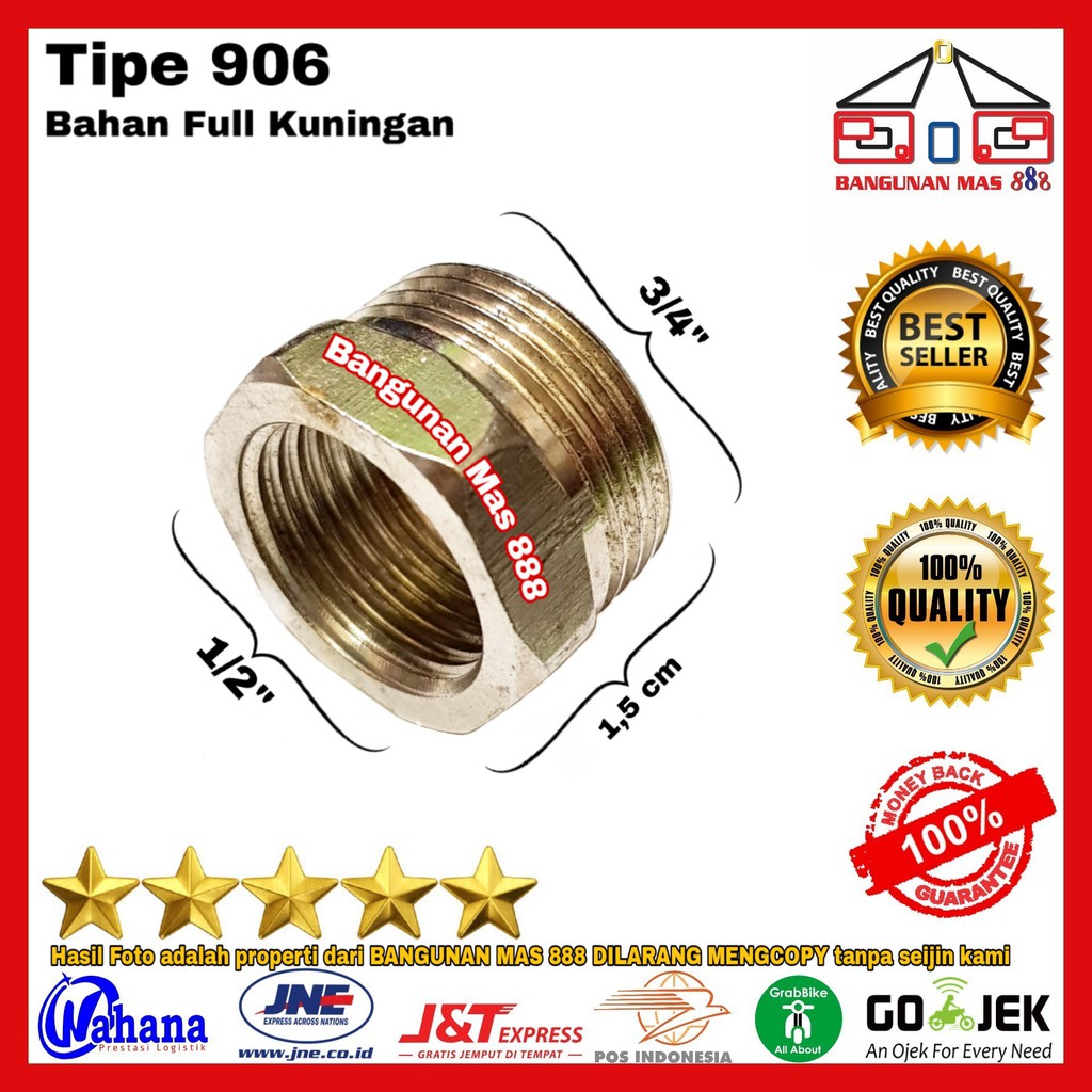 VOCK RING DL3/4 x DD1/2 (906) KUNINGAN - SOK KERAN NEKEL - SOCK KRAN - SAMBUNGAN KERAN