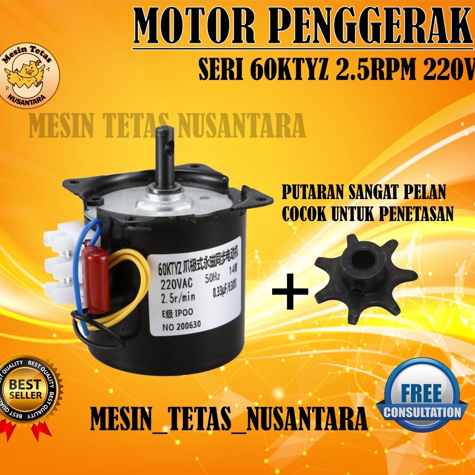 Motor Synchronous 60Ktyz 2.5 RPM Untuk Rak Ayun Mesin Tetas Kapasitas Sampai 3000 butir