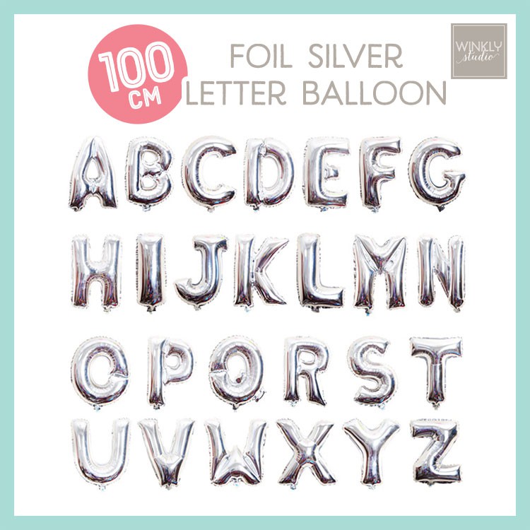 Balon Huruf Silver Jumbo 100cm / 40inch Giant Letter Balloon