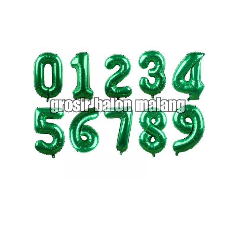 balon angka number letter jumbo 80cm HIJAU