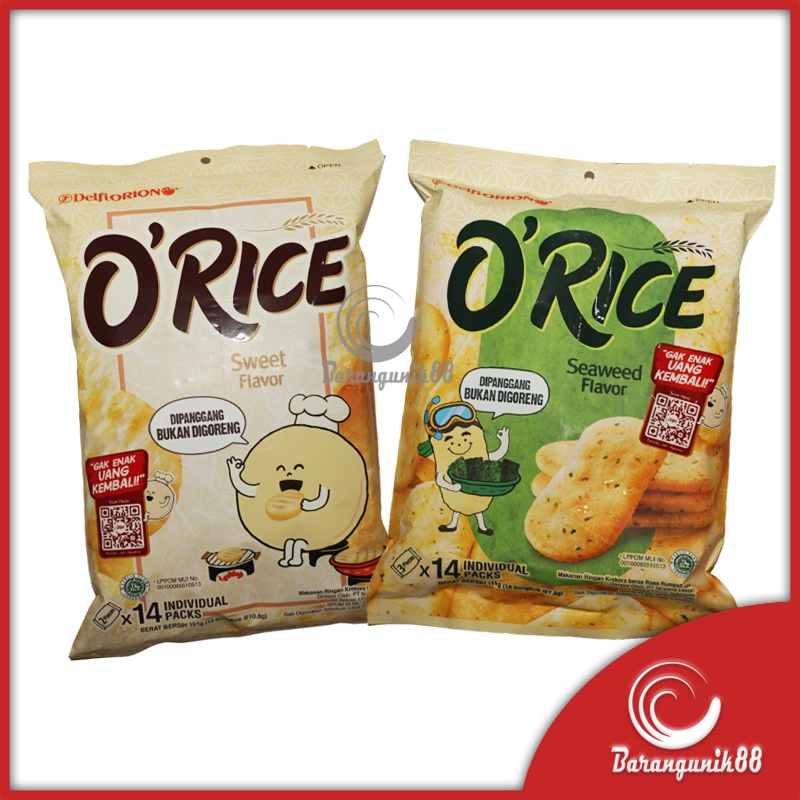 Crackers Rice Delfi Orion Krekers Beras O'Rice Orice Seaweed