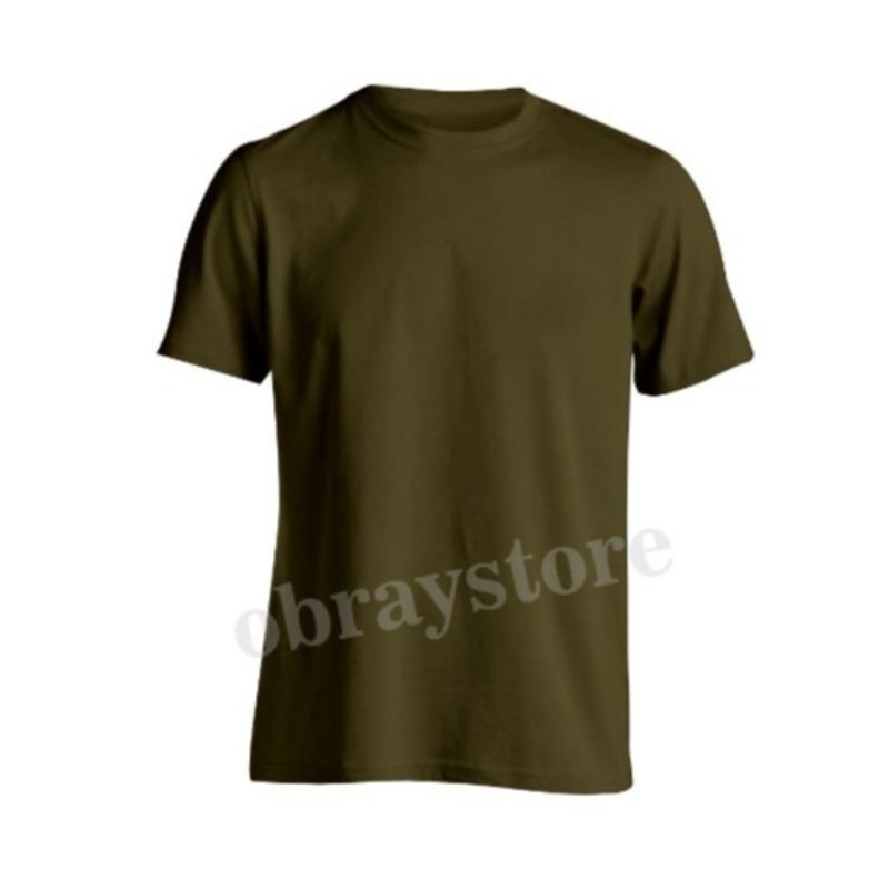 KAOS POLOS COTTON COMBED 24S [Tebal] LENGAN PENDEK Basic Tee Unisex OBRAYSTORE / T-shirt / Kaos Oblong / Baju Polos [Cewe Cowo]-H Lumut