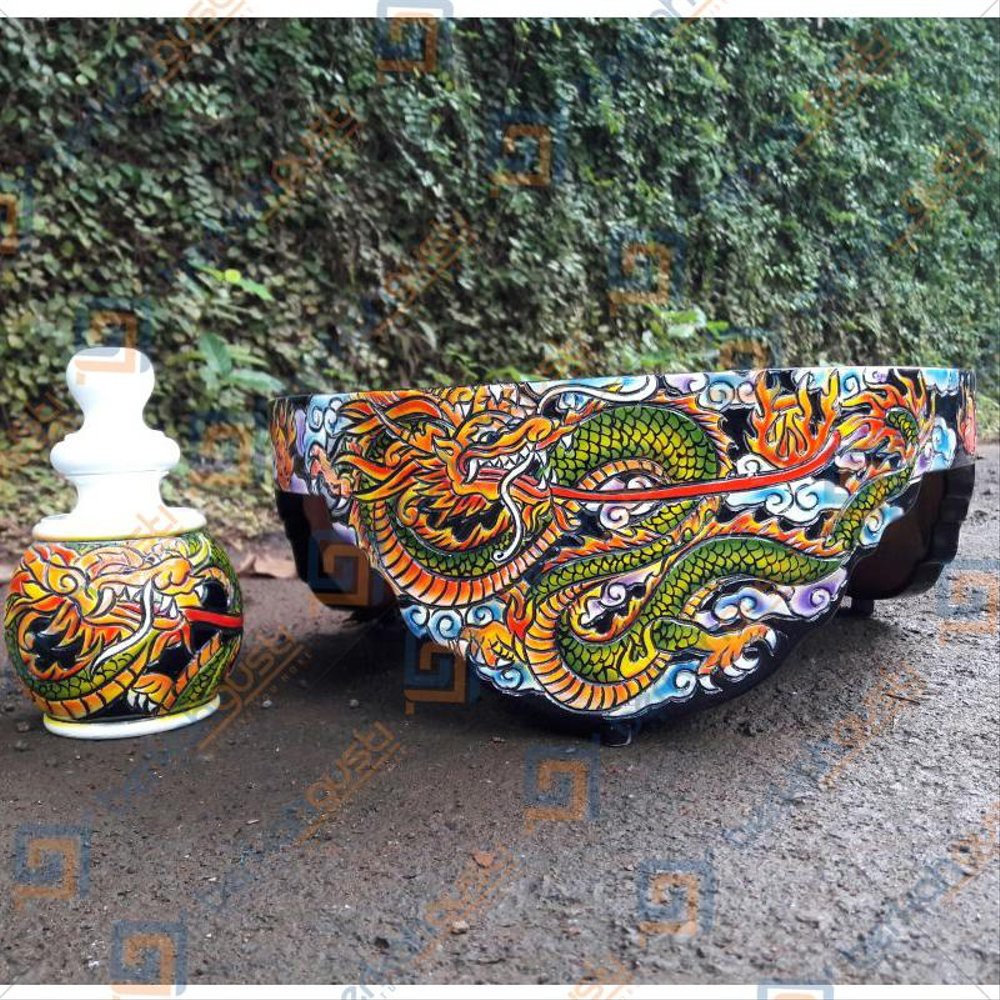 Tebok Lovebird Ukir Cukit Motif Naga - Sangkar Burung Love Bird