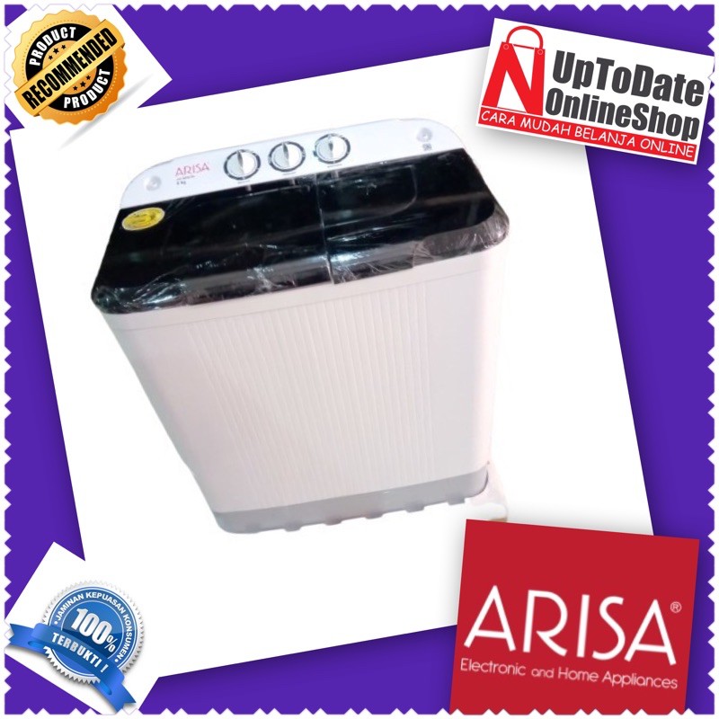 MESIN CUCI 2 TABUNG 8KG ARISA AW-8898 DOUBLE PULSATOR LOW WATT