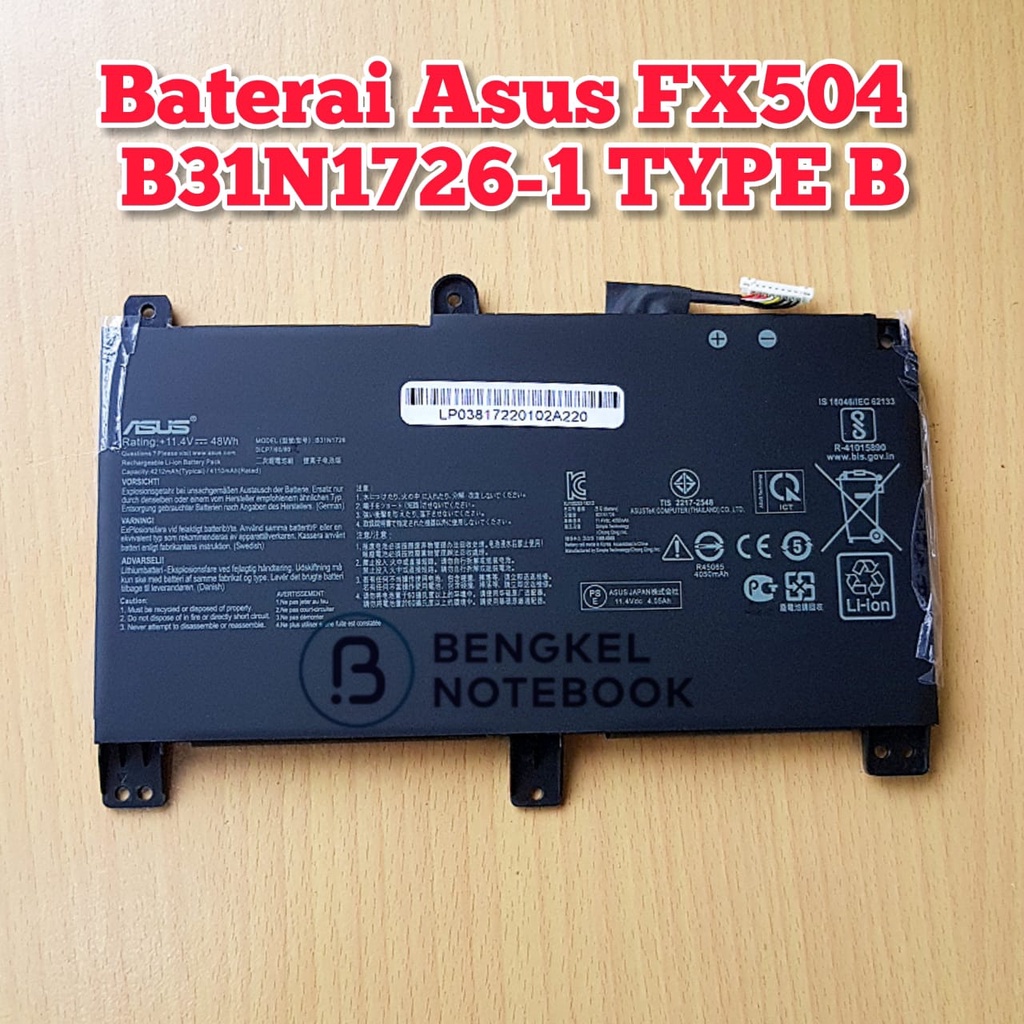 Baterai Asus TUF FX504 FX504G FX504GE FX505 FX505D G531 G531GT G531GD B31N1726 - B31N1726-1 B31N1726 TYPE B