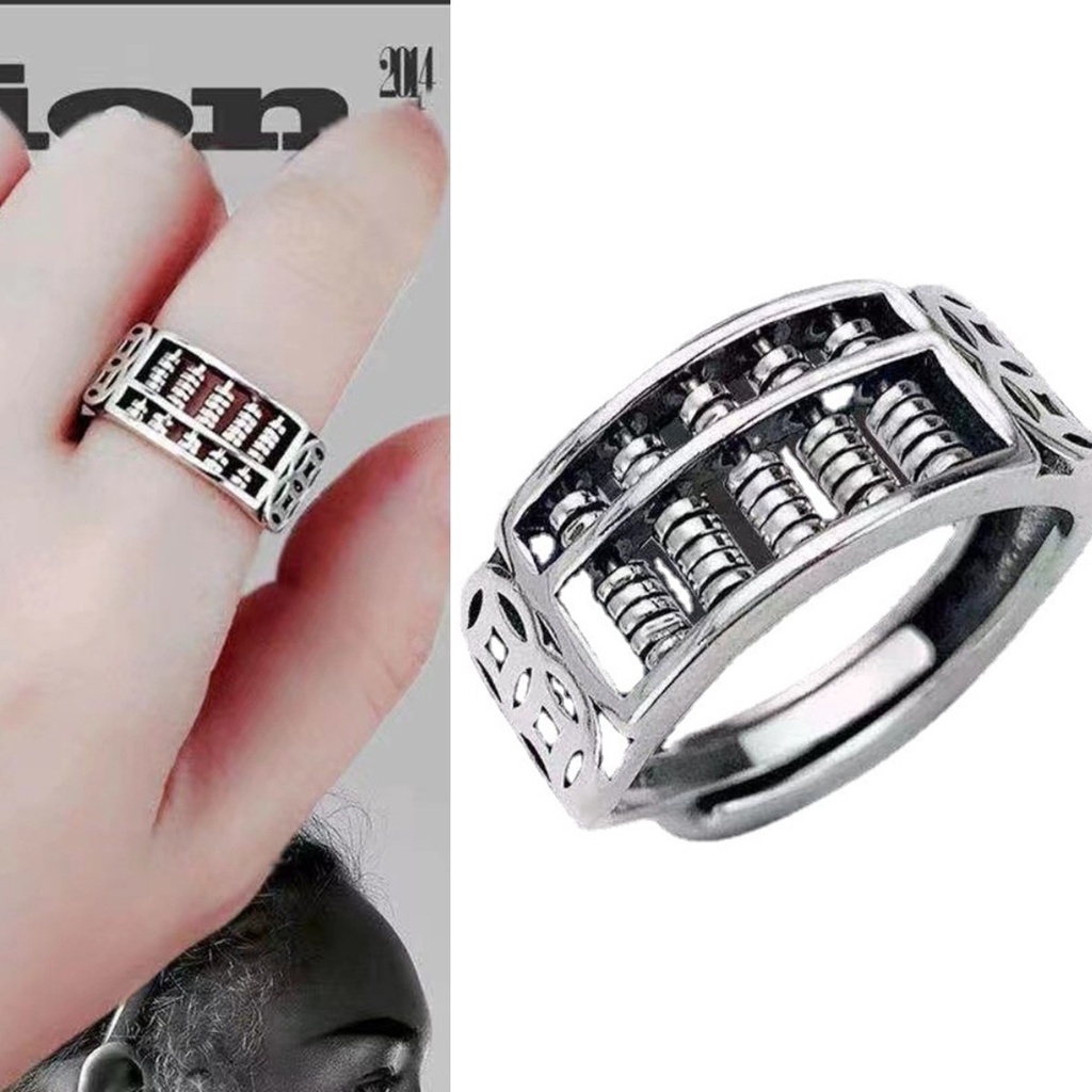 【COD Tangding】Fortune Cincin Manik-Manik Abacus Untuk Pria Dan Wanita