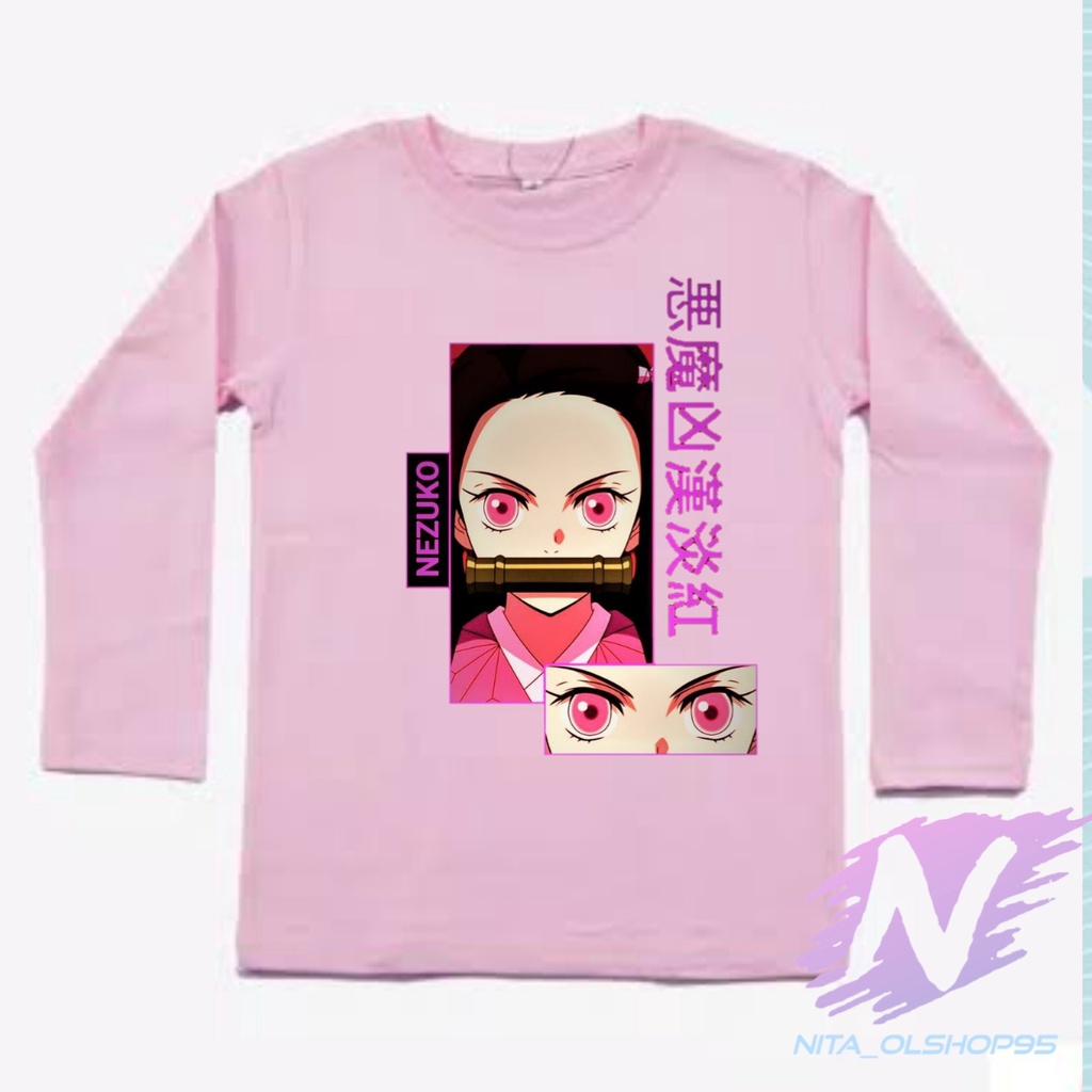 kaos nezuko demon slayer kaos anak lengan panjang nezuko chibi anime