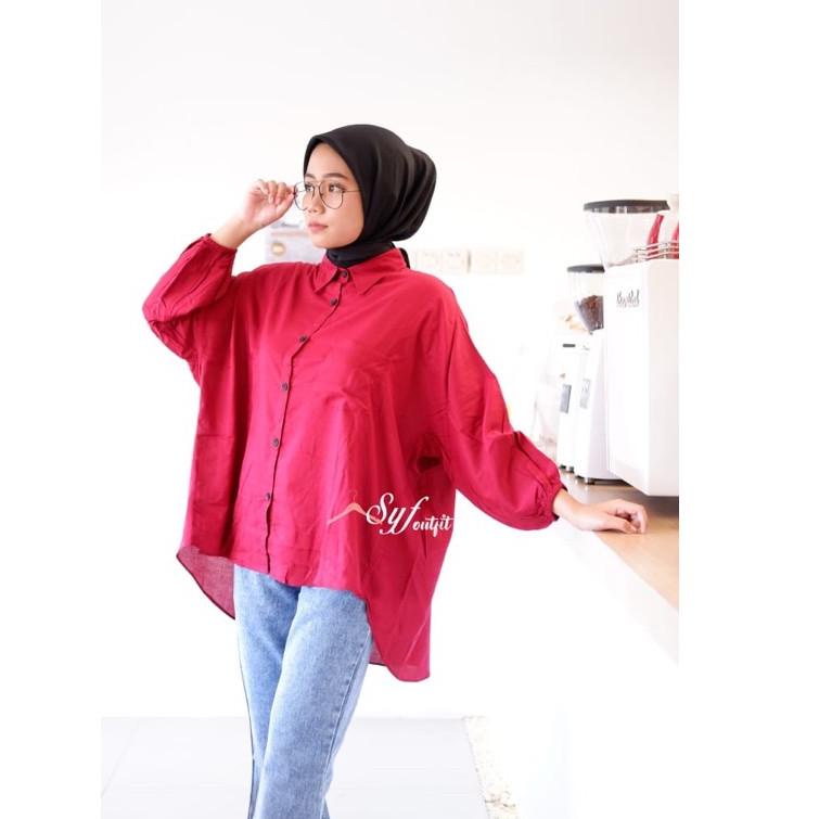 ㊜ KEMEJA OVERSIZE KATUN RAYON LENGAN BALON JUMBO /KEMEJA JUMBO XXL ⇨