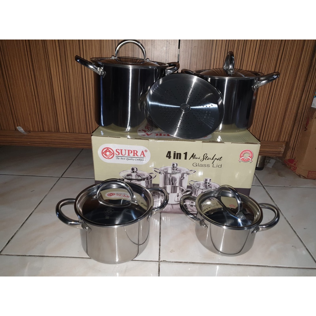 SUPRA STAINLESS MINI 4 IN 1 I STOCK POT STAINLESS 4 IN 1 I PANCI SET