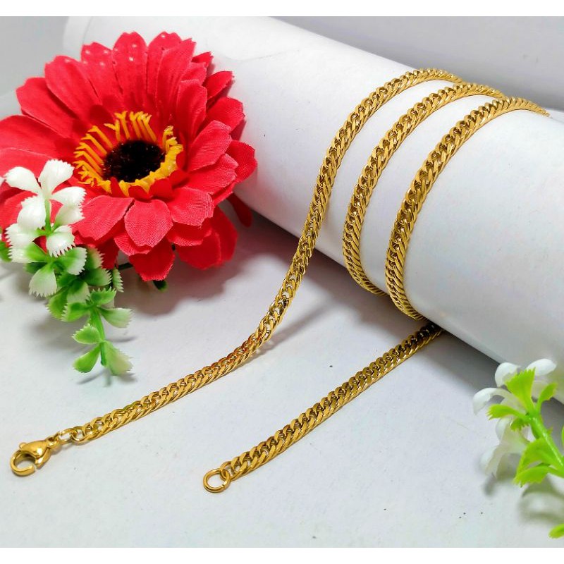 Kalung Rantai Titanium Gold Fashion pria Wanita. Rantai Titanium new. Rantai Titanium Gold