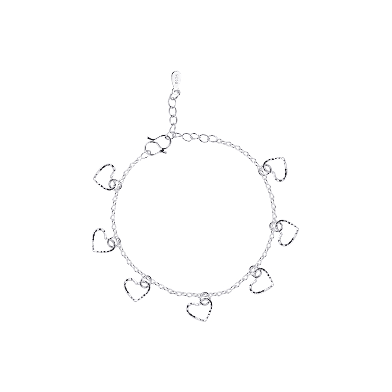 Gelang Dengan Liontin Rumbai Bentuk Hati Warna Silver Untuk Wanita