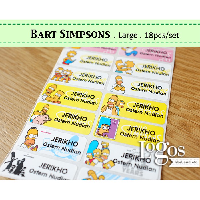 

Bart Simpsons LARGE. Stiker label nama waterproof stiker nama anak