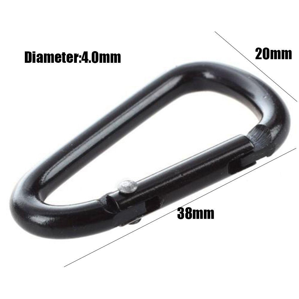 Nanas1 /5 /10pcs Warna Hitam Tombol Panjat Hitam Peralatan Olahraga Luar Ruangan Safety Alloy Carabiner