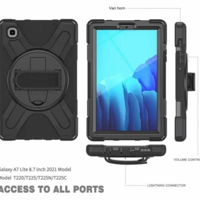 Samsung Tap A7 Lite 2021 8.7 Inch T225 Strap Case Rugged Rubber Hybrid (Limited)