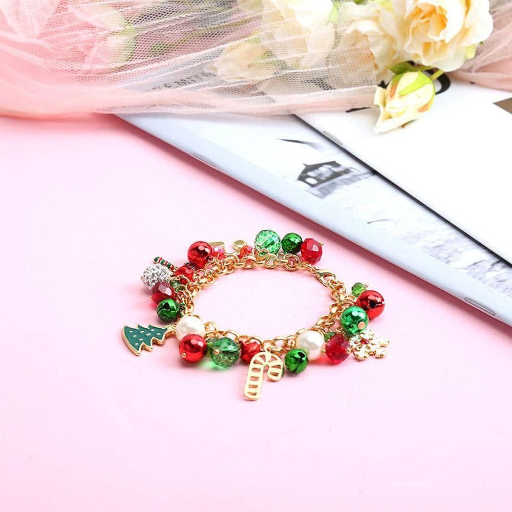 NEEDWAY Gelang Natal Lucu Pohon Natal Elk Snowman Snowflake Fashion Perhiasan Hadiah Tahun Baru Liontin Pesona