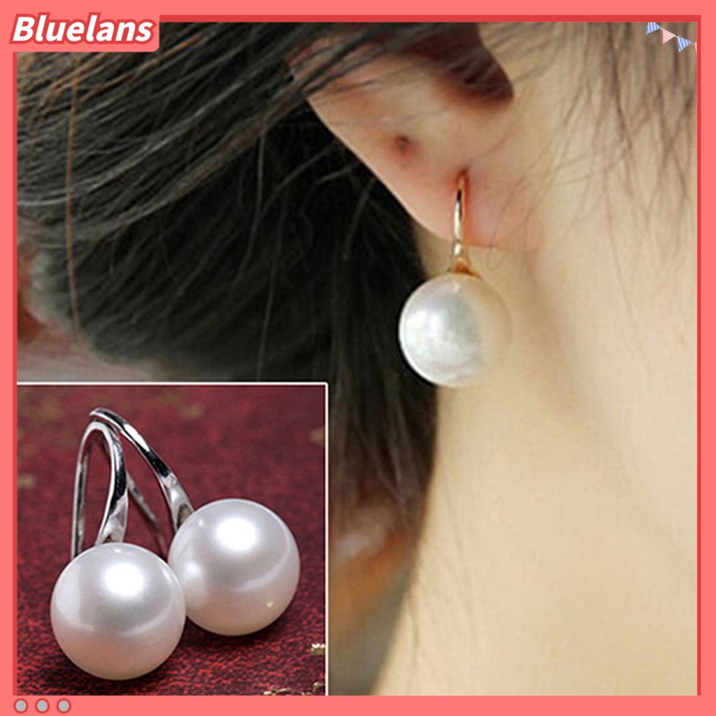 Bluelans Hook Earrings Elegant Easy Matching Compact Faux Pearl Women Jewelry Dating