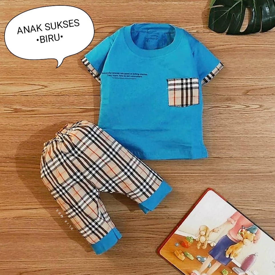 Klik Mds Setelan Baju Bayi Laki-laki 0 - 6 Bulan Atasan Dan Celana Motif Joger Anak Sukses / 1 Ukura