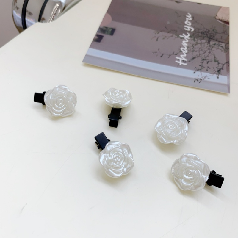 We Flower Small White Camellia Barrette Hair Clips for Girls Kids Hair Styling Bobby Pin Foral Hairpins