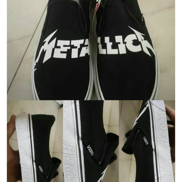 Sepatu Vans Slip On METALLICA Black White