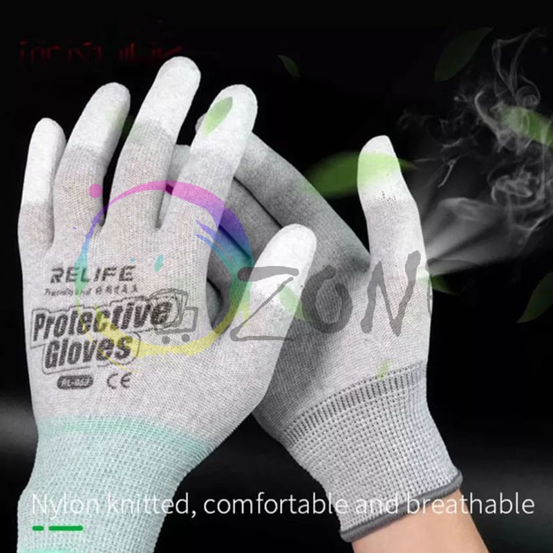 ANTI-STATIC FINGER COATED GLOVES RELIFE RL-063 SARUNG TANGAN ANTI SLIP