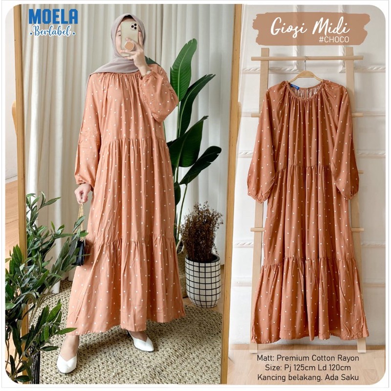 Dress Gamis Giosi Midi Choco Ld 120 by Original Moela Berlabel