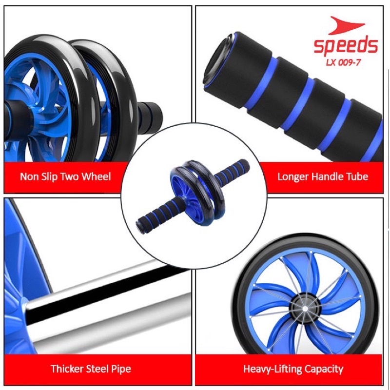 AB Wheel Set SPEEDS Set Alat Fitness Push Up Stand Bar Double Wheel Roller Kit Tali Skipping 009-7-4