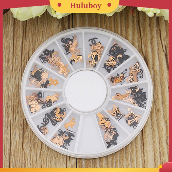 Huluboy Huluboy♡ Roda Isi Stiker Decal 3D Bahan Metal Warna Hitam / Perunggu Untuk Dekorasi Nail Art