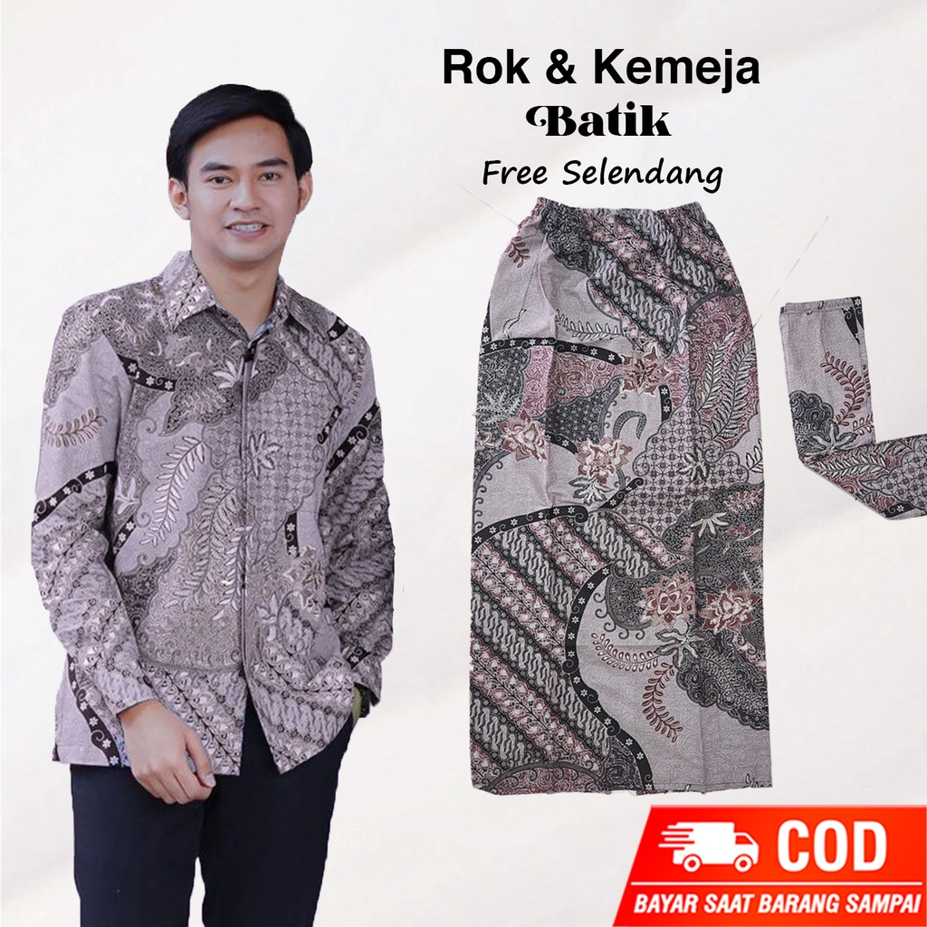 READY SRAGAM KEMEJA BATIK DAN ROK SLENDANG NIKAHAN BRIDESMAID GROOMSMEN PREMIUM TERMURAH DI SHOPEE ROK SPAN DAN KEMEJA LENGAN PANJANG SIZE M L XL