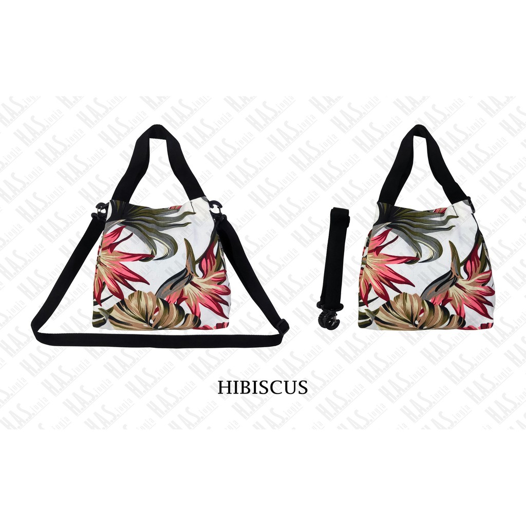 SLINGBAG / SLING BAG KANVAS MOTIF KEKINIAN SLINGBAG TAS SELEMPANG MOTIF HIBISCUS