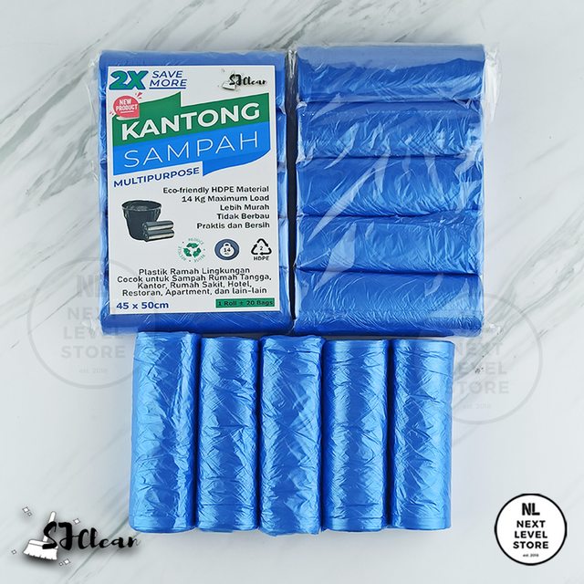 Premium Garbage Bag Kantong Sampah 45x50cm SJClean (1 roll) - Biru