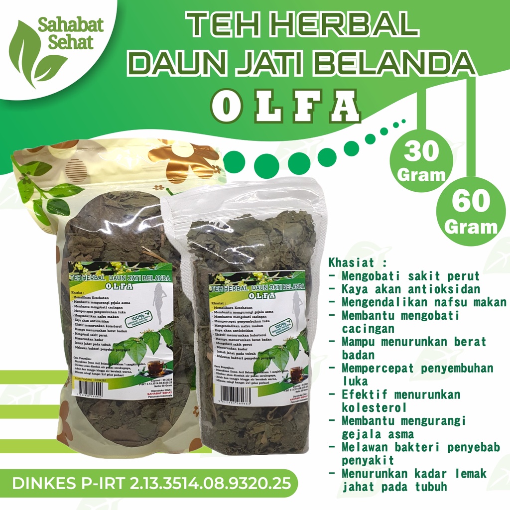 

(Premium) TEH HERBAL DAUN JATI BELANDA OLFA 30 Gram Obat Pelangsing Diet Kering Kelor Cina Insulin Bidara Bunga Rosella Rosela Merah Ungu Buah Mahkota Dewa