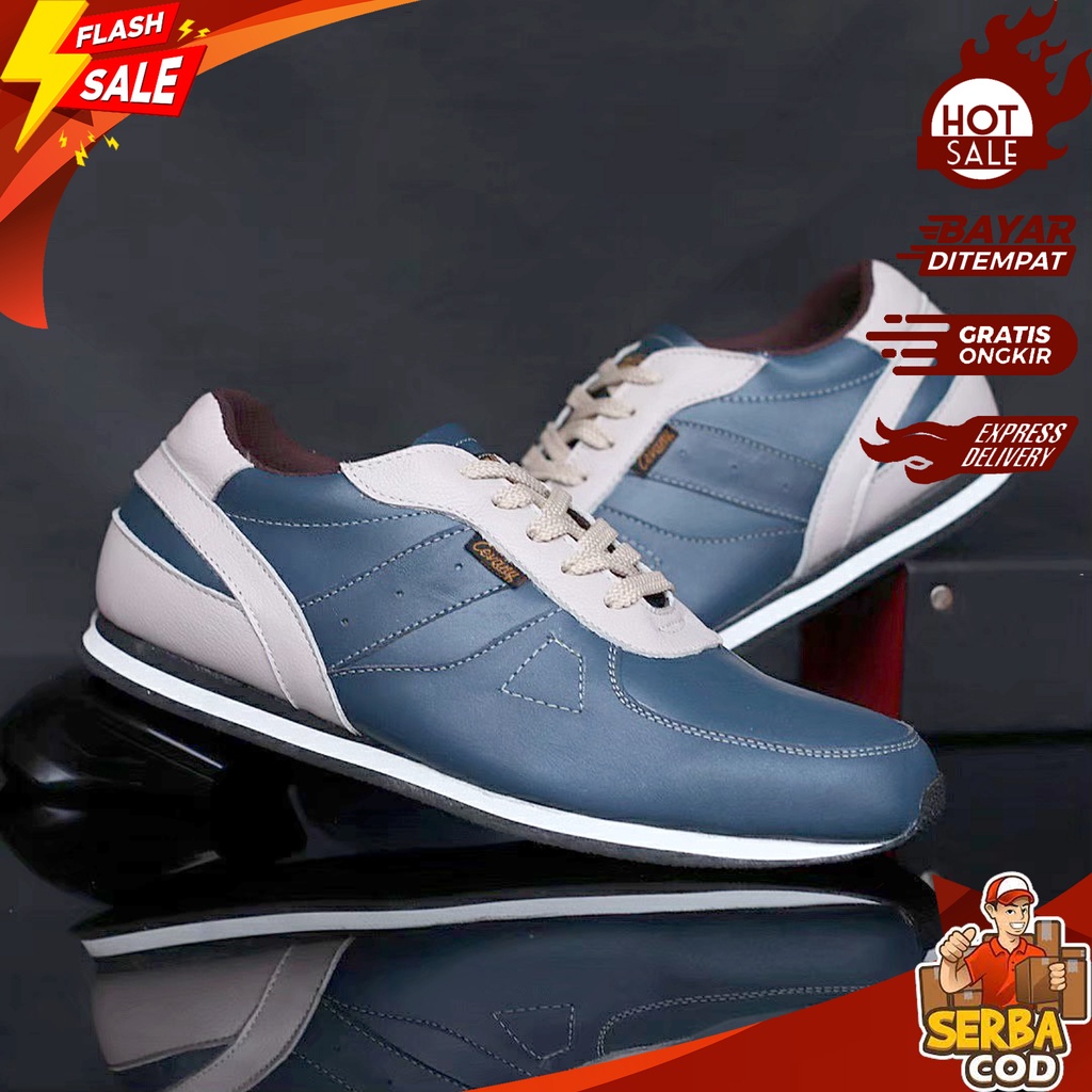 EXTREME_CORPS - Sepatu Sneakers Kets Casual Unisex Sporty Bahan Asli Kulit Sapi Premium 100% Origina
