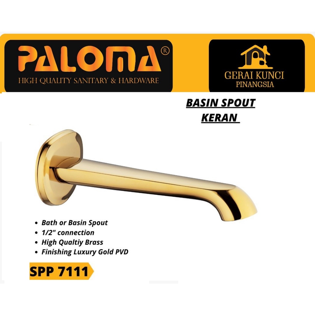 Spout Shower Kran Keran Tanam Paloma SPP 7111 Luxury Gold