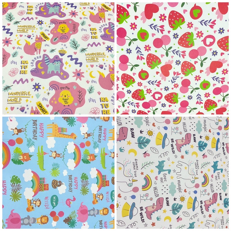 

KERTAS KADO SANSAN WAWA DOFF ISI 1 LEMBAR ANIMALS STRAWBERRY DINO FANCY PAPER SANWA